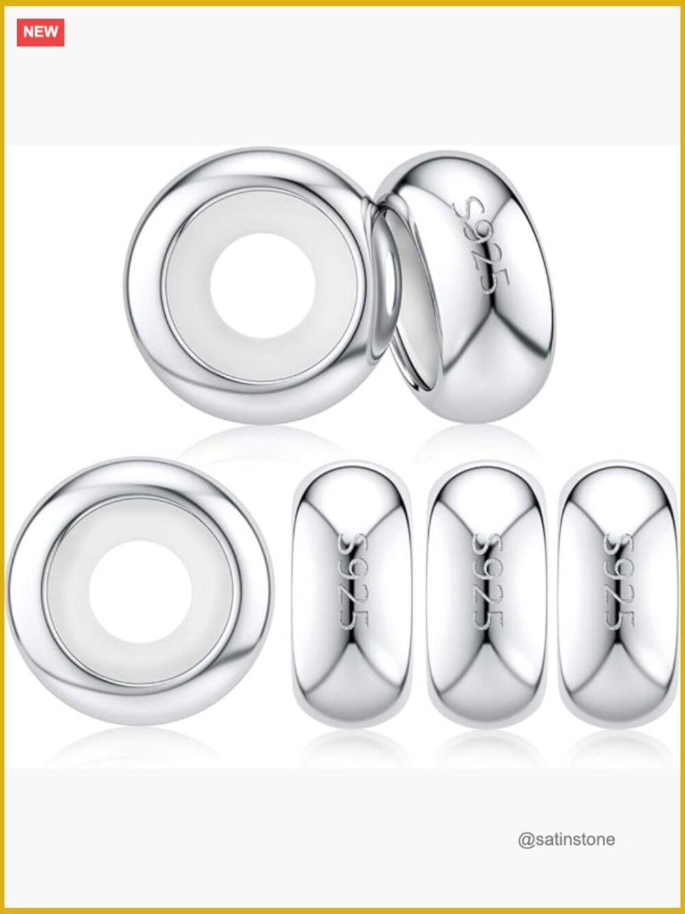 6 Sterling Silver Bead Stoppers for Bracelets Charm Spacers Clip